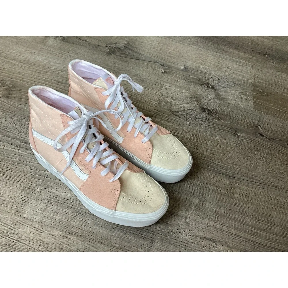 Vans Sk8-Hi Womens size 9.5 Tapered Stackform Pink Suede High Top Shoes Platform